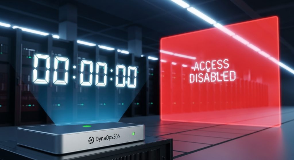 What happens when the Dynamics 365 grace period ends: a user access block, monitored by DynaOps365.